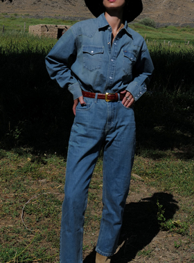 三所vintage safari系列重工复古水洗522修身锥型赤耳红边牛仔裤