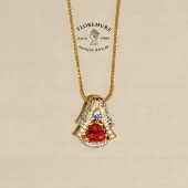 「霓虹裙」致敬日本梶光 夫扇形吊坠项链新年红金floremure古董廊