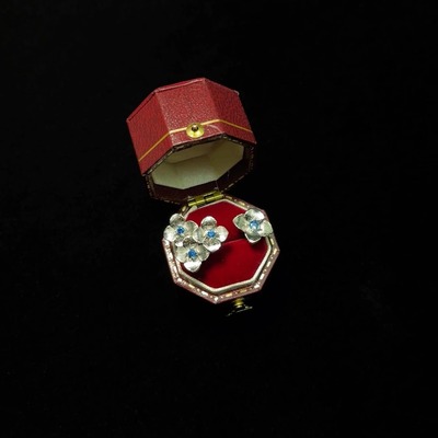 Vintage古着 Blue oil drop flower戒指