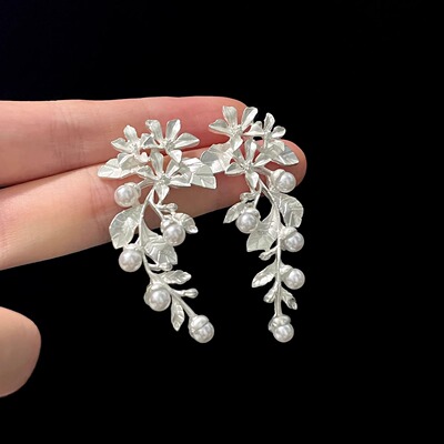 Vintage古着 French white flower耳饰