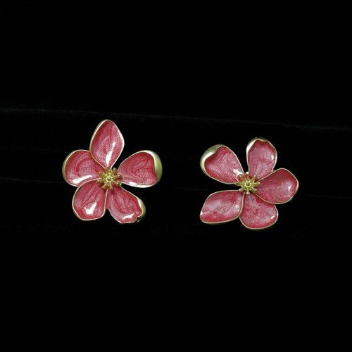 Vintage古着 Oil-dropping flowers耳饰