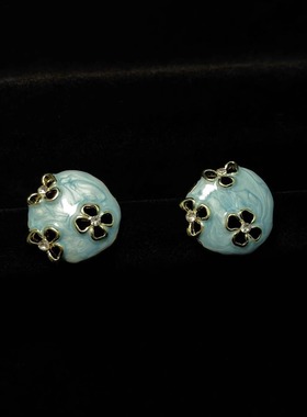 Vintage古着 Blue zircon flowers耳饰
