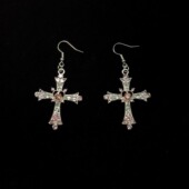 Pink Vintage古着 Silver Cross耳饰