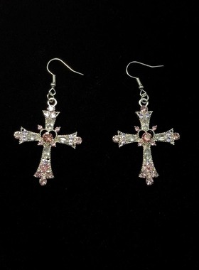 Vintage古着 Silver Pink Cross耳饰