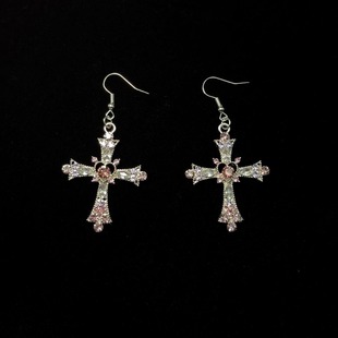 Cross耳饰 Pink Vintage古着 Silver
