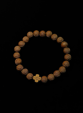 Vintage古着 Wooden roses手串