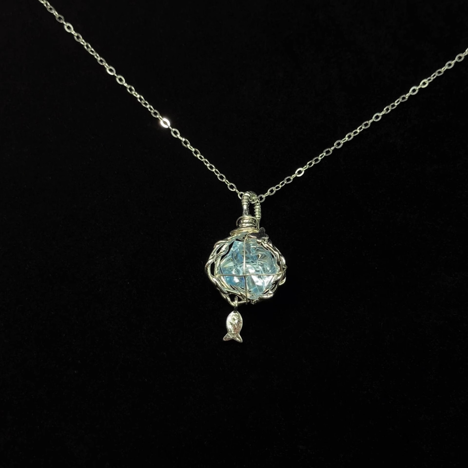 Vintage古着 Summer fish ice butterfly项链