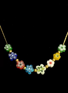 Vintage古着 Colorful daisies beads项链