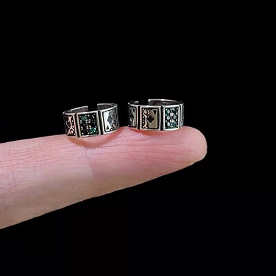 Vintage古着 Magic Playing Cards耳骨夹