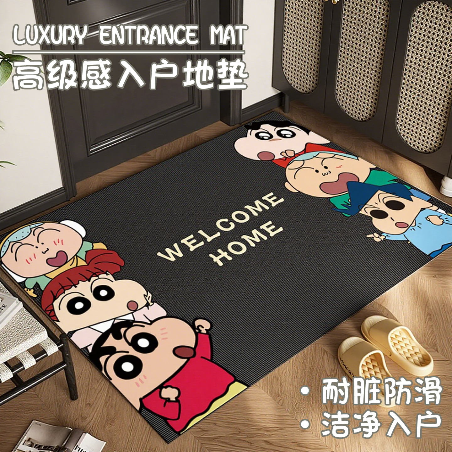 黑色高级感耐脏防滑入户门地垫