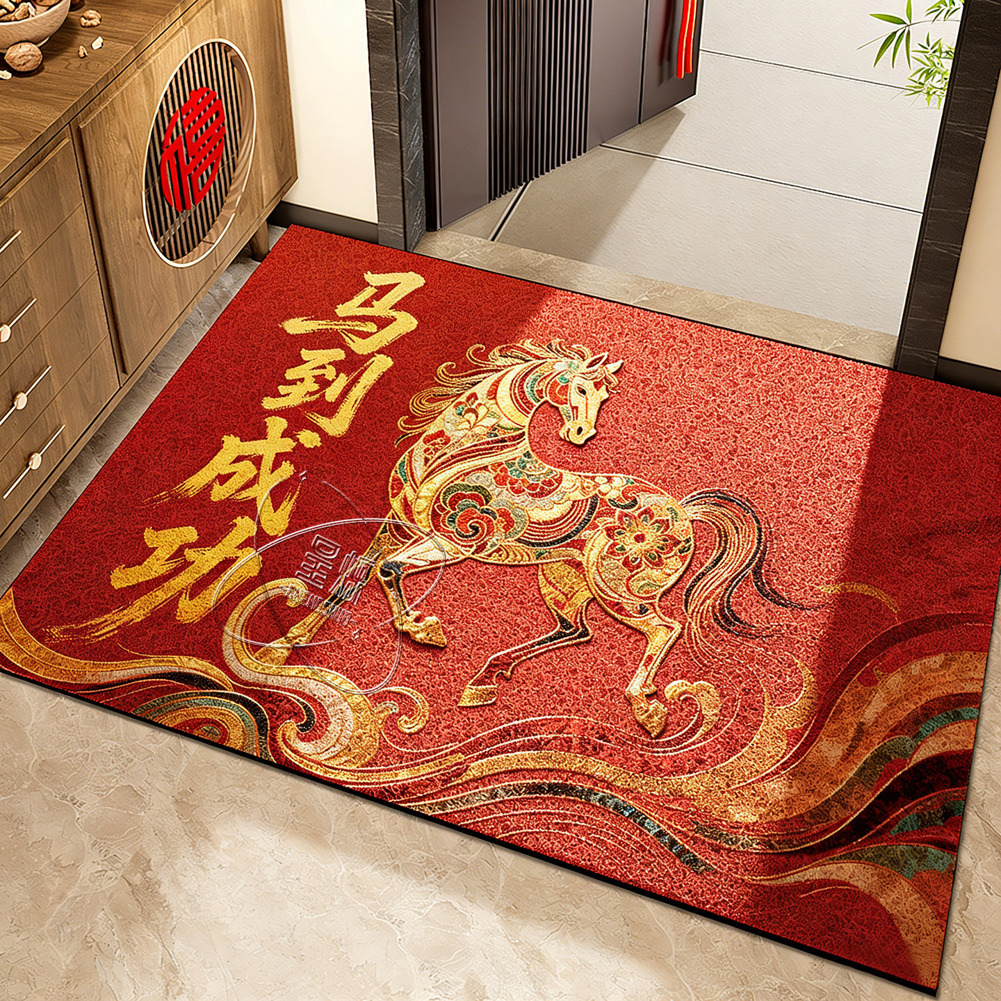 入户门地垫门垫2026马年红色喜庆防滑除尘耐磨脚垫玄关大门口地毯,居家布艺,入户地垫,淘宝优惠券,粉丝福利购,淘宝优惠卷
