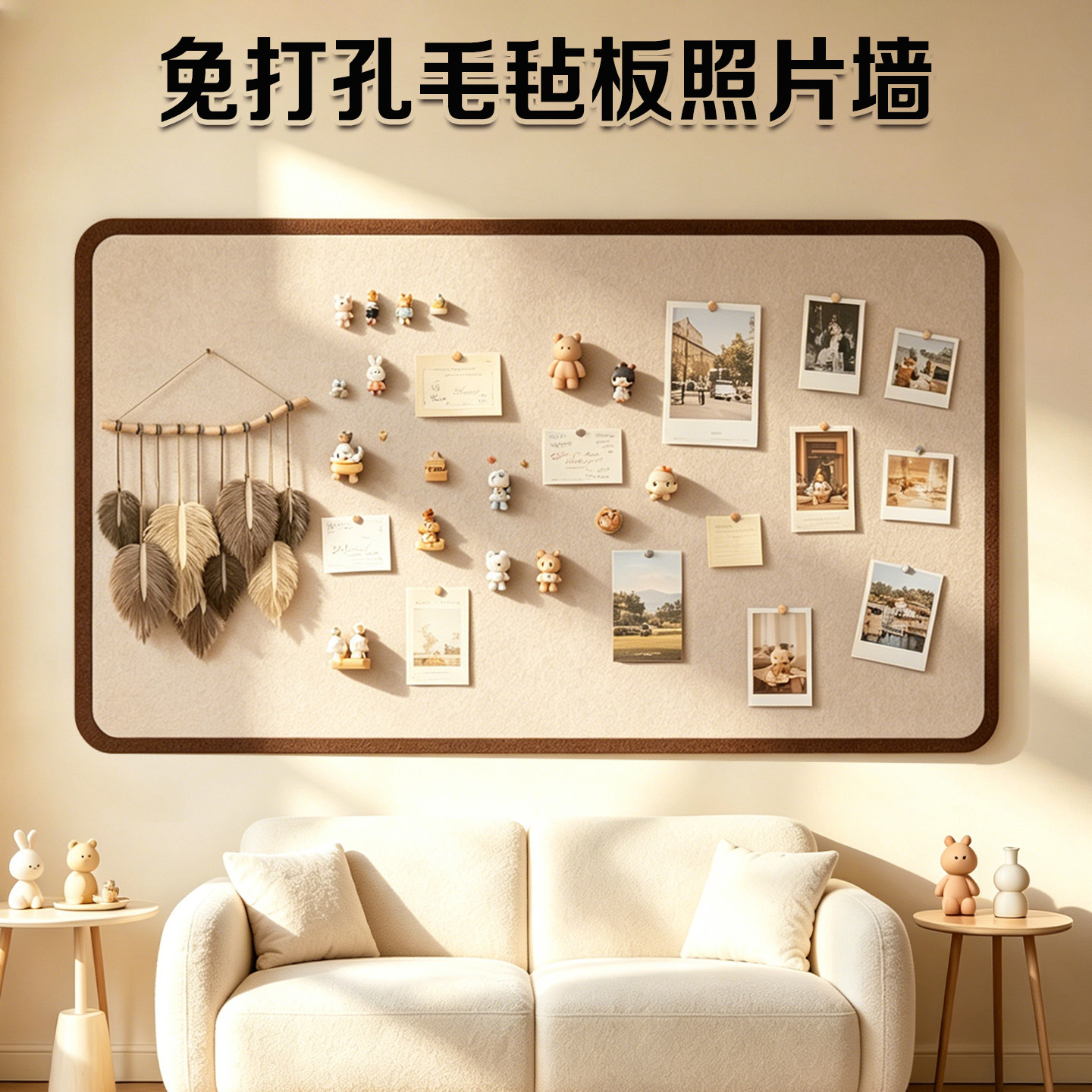 免打孔毛毡墙贴客厅书房玄关毛毡板照片墙拍立得冰箱贴吧唧小卡追星周