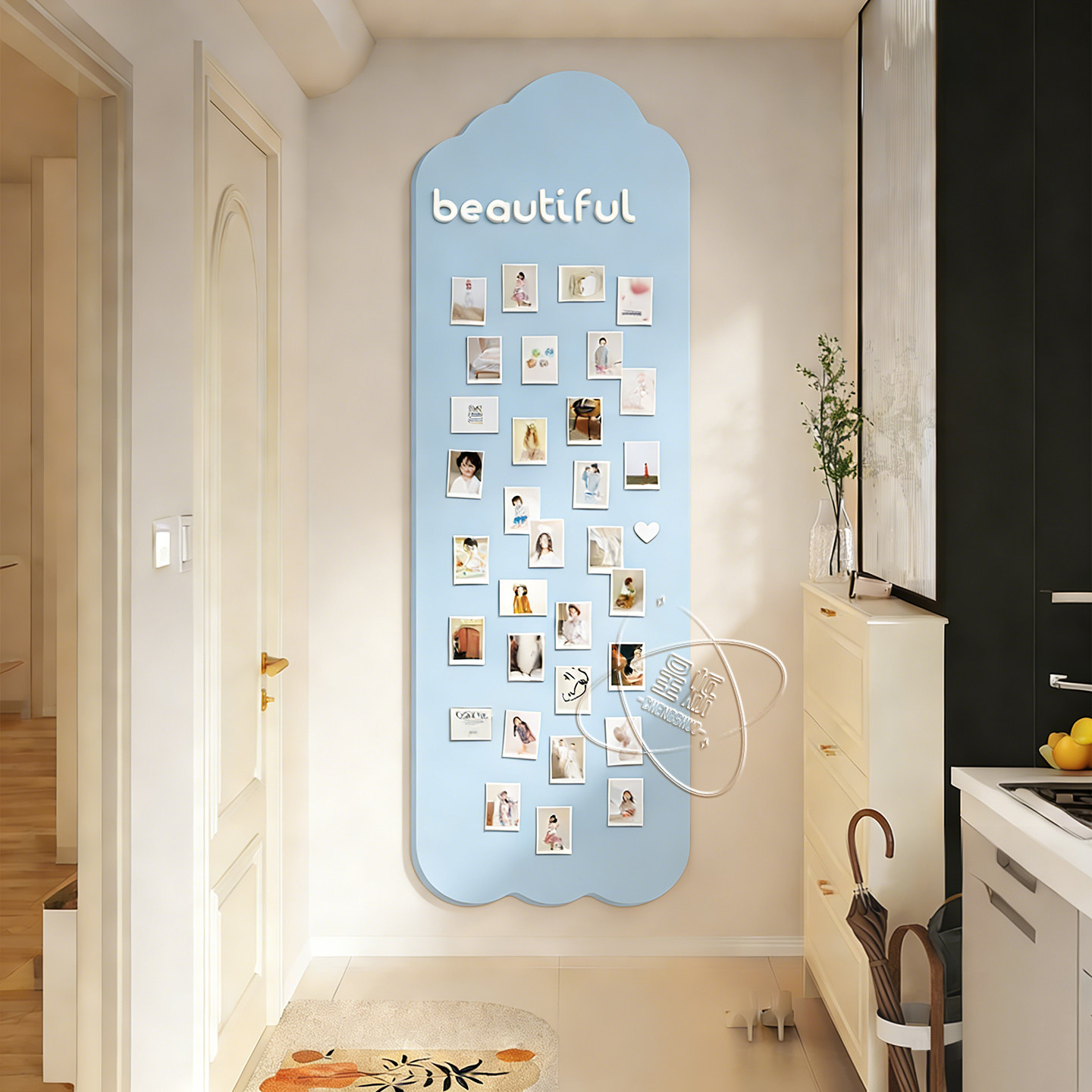 毛毡板毛毡墙贴免打孔照片墙背景板高级感客厅玄关软木板拍立得照片展