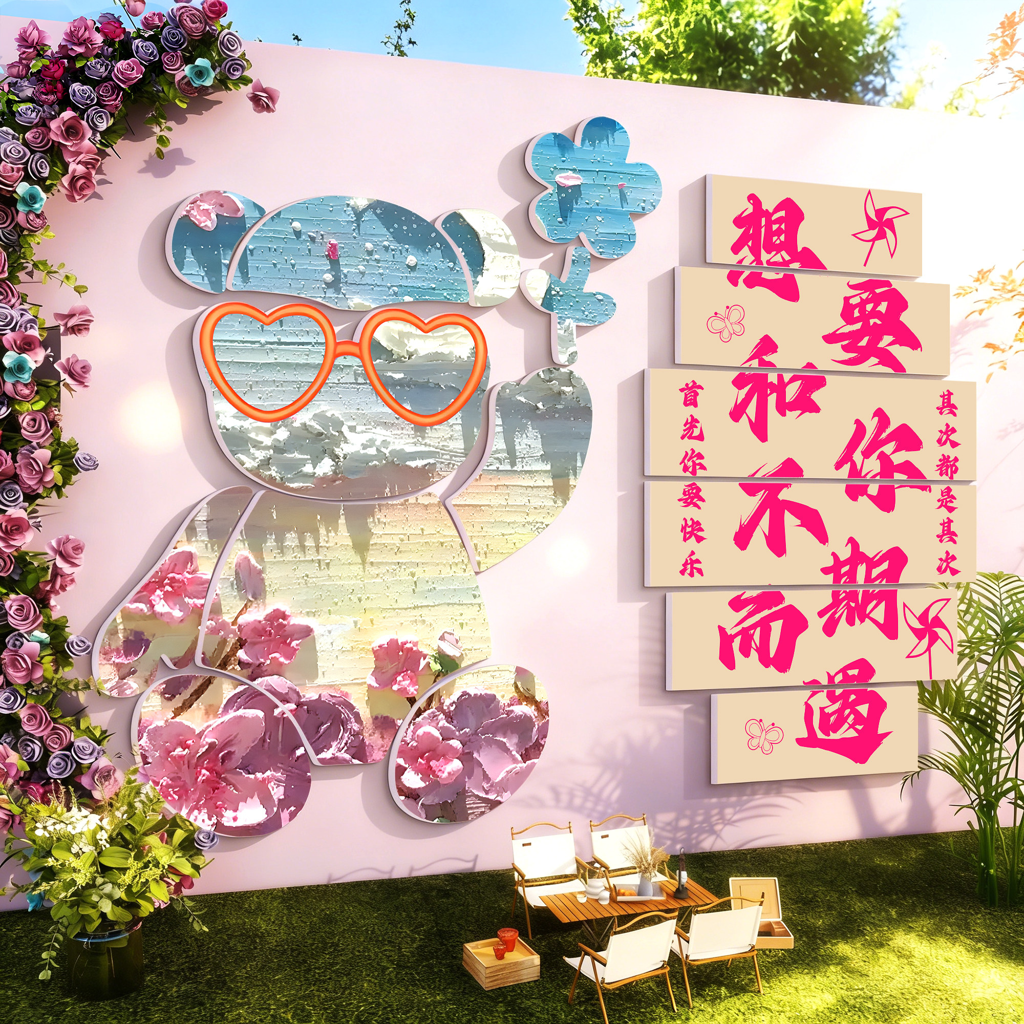 网红打卡墙拍照区民宿酒店氛围布置奶茶咖啡服装店门口背景墙贴QT,家居饰品,软装墙贴,淘宝优惠券,粉丝福利购,淘宝优惠卷