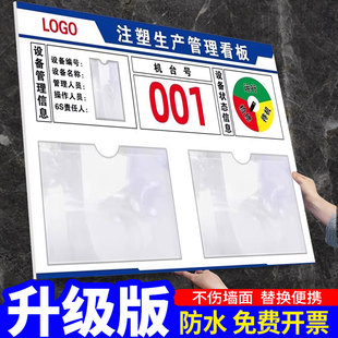 注塑机生产管理看板公示栏展示牌机器运行维护提示牌公告栏指示牌