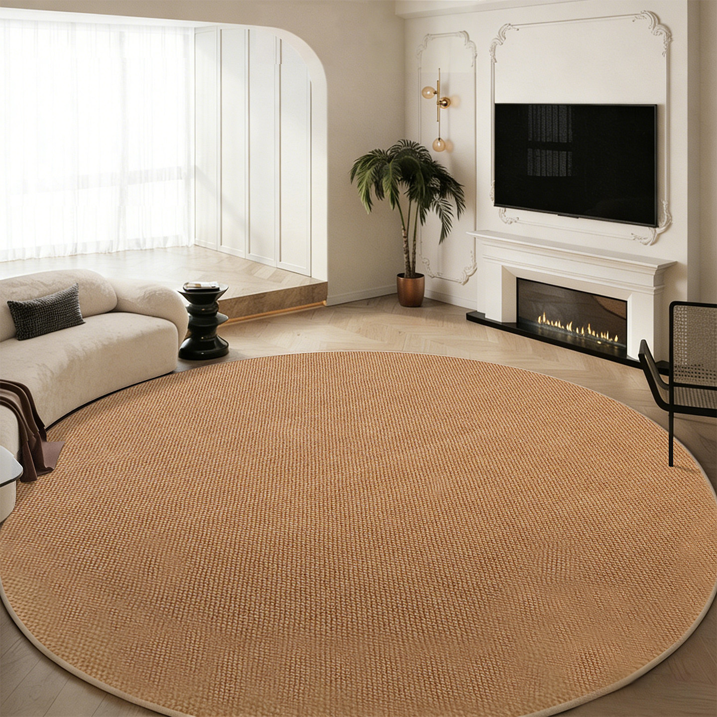 圆形地毯卧室客厅2025新款高级感衣帽间地垫仿剑麻书房沙发椅子垫,居家布艺,地毯,淘宝优惠券,粉丝福利购,淘宝优惠卷