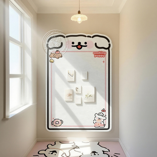 毛毡板毛毡墙贴照片展示墙照片墙背景板线条小狗奶油系DIY装饰创意毛粘板相册墙免打孔留言板客厅玄关毛毡版