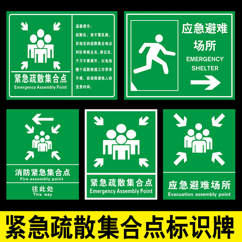 紧急疏散集合点标识牌应急避难K场所指示牌紧急集合点逃生标志告-封面