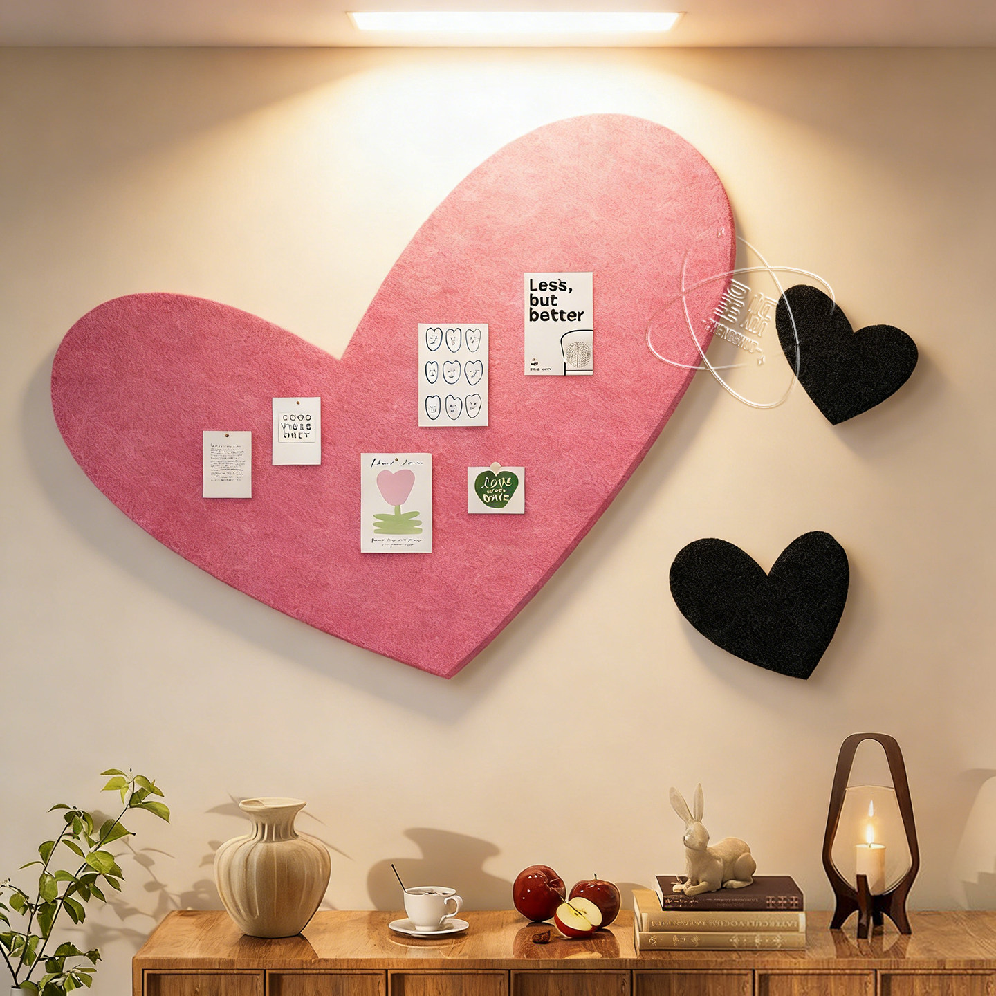 毛毡板免打孔照片墙背景板心形毛毡墙贴高级感客厅拍立得照片展示墙d