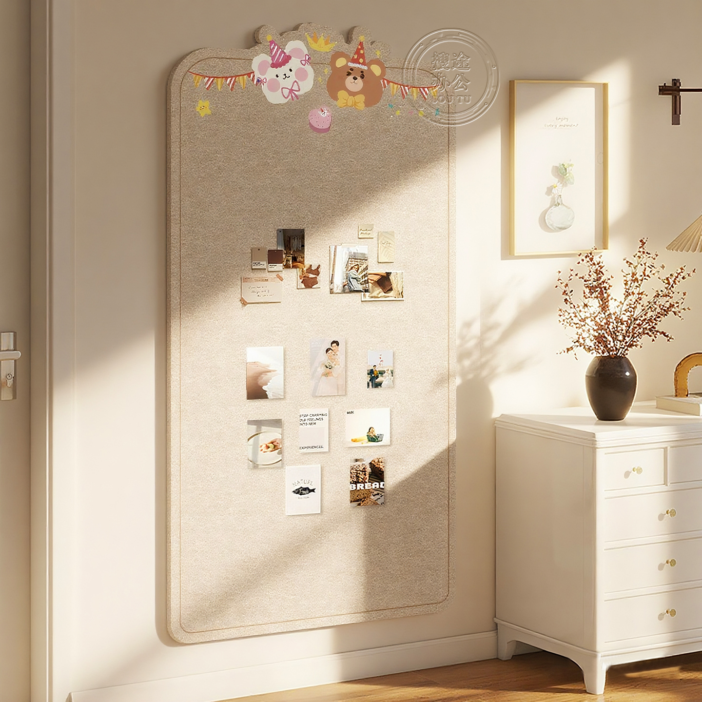 毛毡板软木板照片墙毛毡墙贴拍立得背景板自粘墙板展示板ins留言