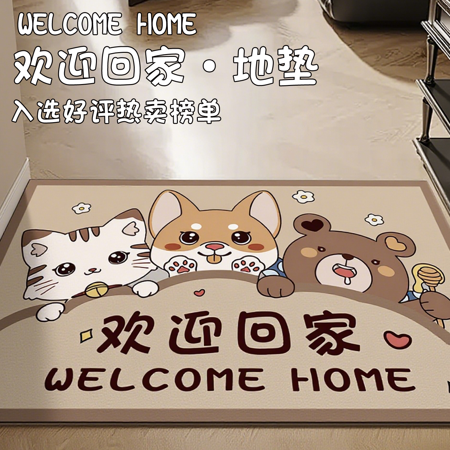 入户地垫进门脚垫水晶绒防滑