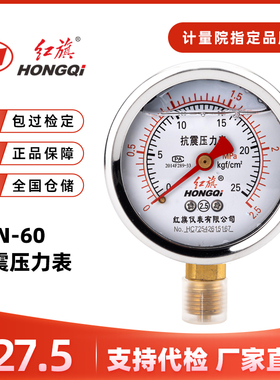 红旗仪表YTN-60抗震压力表液压表防震耐震0-1.6MPA油压水压气压表