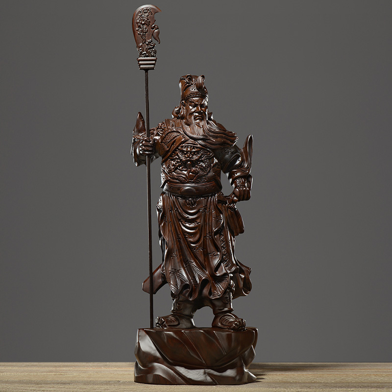 黑檀木雕关二爷神像红木关圣帝