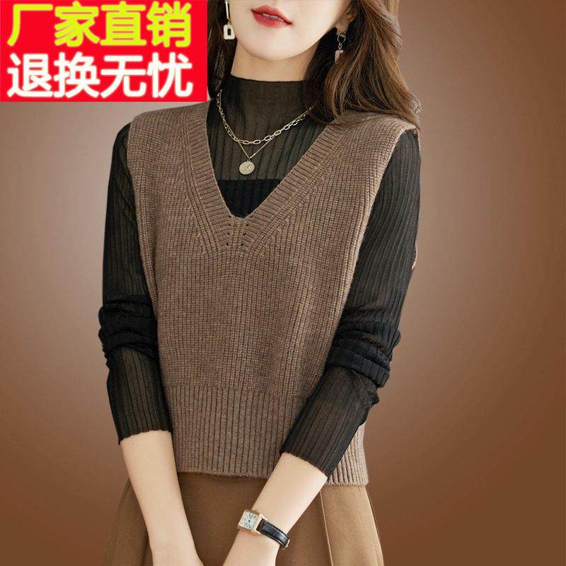 品牌新款外搭小个子羊毛马甲女短款春秋内搭针织毛衣羊绒背心坎肩