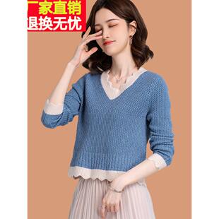 配裤子v领镂空毛衣女春秋2025新款配半身裙短款小个子打底羊毛衫