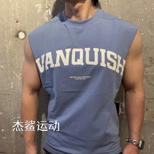 现货英国VANQUISH VARSITY字母VQ男士运动健身休闲宽松无袖背心Q3