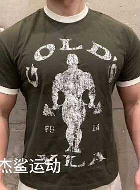 联名牛货YLA GOLD GYM男子运动健身休闲圆领弹性棉质感修身短袖J5