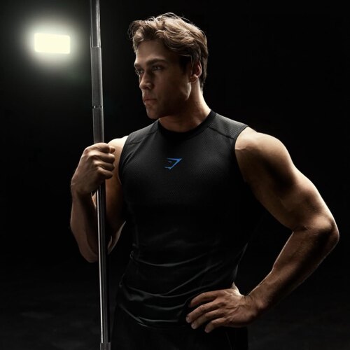 现货英国GYMSHARK onyx 5.0超级英雄男运动健身无缝高弹修身背心