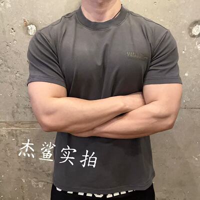 福利回馈款VQ破坏风水洗磨毛字母logo男运动休闲弹性修身短袖B9