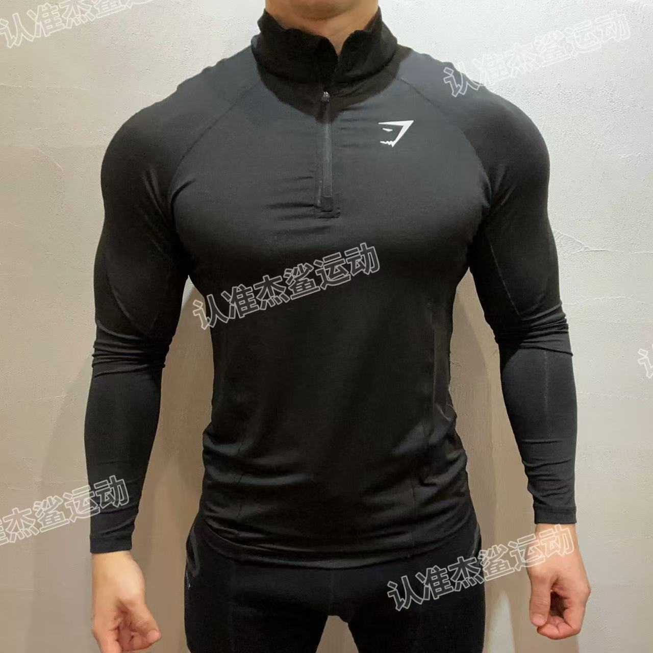 GYMSHARK speed ¼拉链速干弹性透气轻盈男运动健身修身长袖K4
