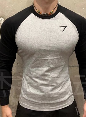 英国Gymshark Raglan男女运动休闲刺绣标插肩袖弹性修身长袖L4