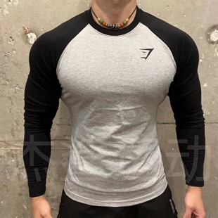 英国Gymshark Raglan男女运动休闲刺绣标插肩袖弹性修身长袖L4