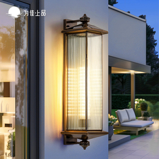 太阳能壁灯全铜户外别墅阳台花园2025新款 洗墙铜灯 大门感应新中式