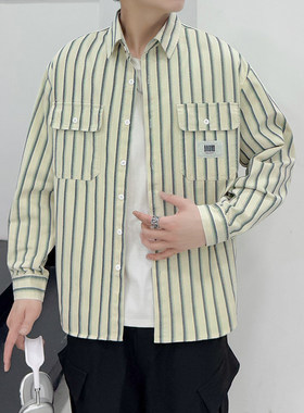 Mansway男道男装emeisa时有三川一禾bdls工作室纯棉条纹寸衫外套