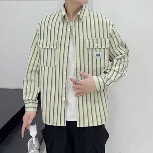 Crying Center男emeisa时有三川一禾bdls工作室纯棉条纹寸衫外套