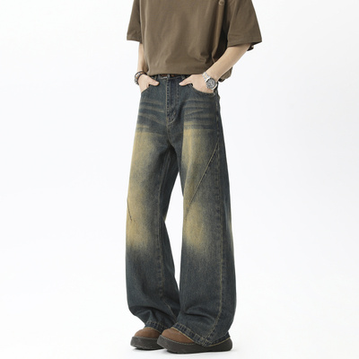 Crying Center男0123start东京衣柜早起工作室宽松直筒休闲牛仔裤