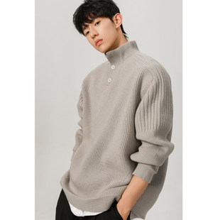 mansway男道男装INSstudios阿茶与阿古三川一禾高克重高翻领毛衣
