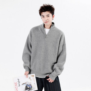 Crying Center男三川一禾吕小虎亿万少年宽松复古高领毛衣针织衫