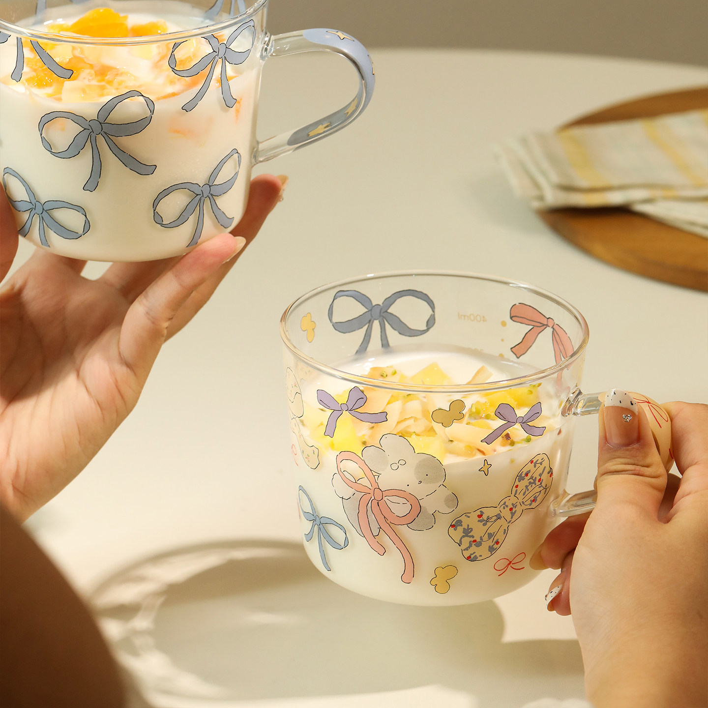 蓝莲花杯子玻璃水杯家用喝水高硼硅耐高温情侣马克杯办公室早餐杯,餐饮具,马克杯,淘宝优惠券,粉丝福利购,淘宝优惠卷