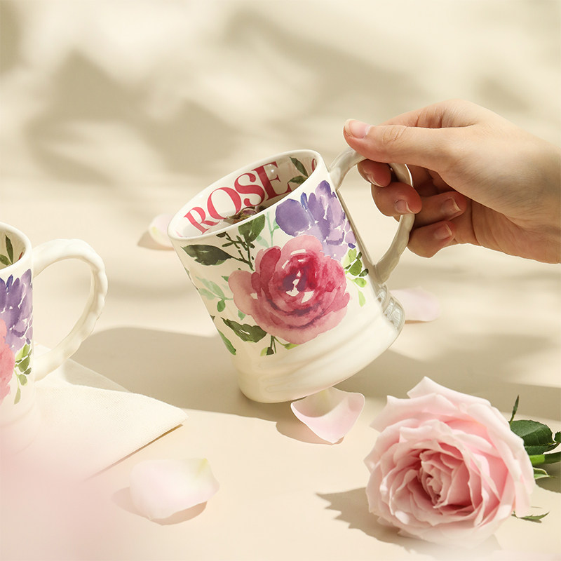 蓝莲花马克杯女生复古带把杯子陶瓷水杯家用高颜值咖啡杯生日礼物,餐饮具,马克杯,淘宝优惠券,粉丝福利购,淘宝优惠卷