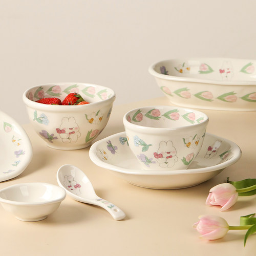 蓝莲花陶瓷手捏纹可爱碗