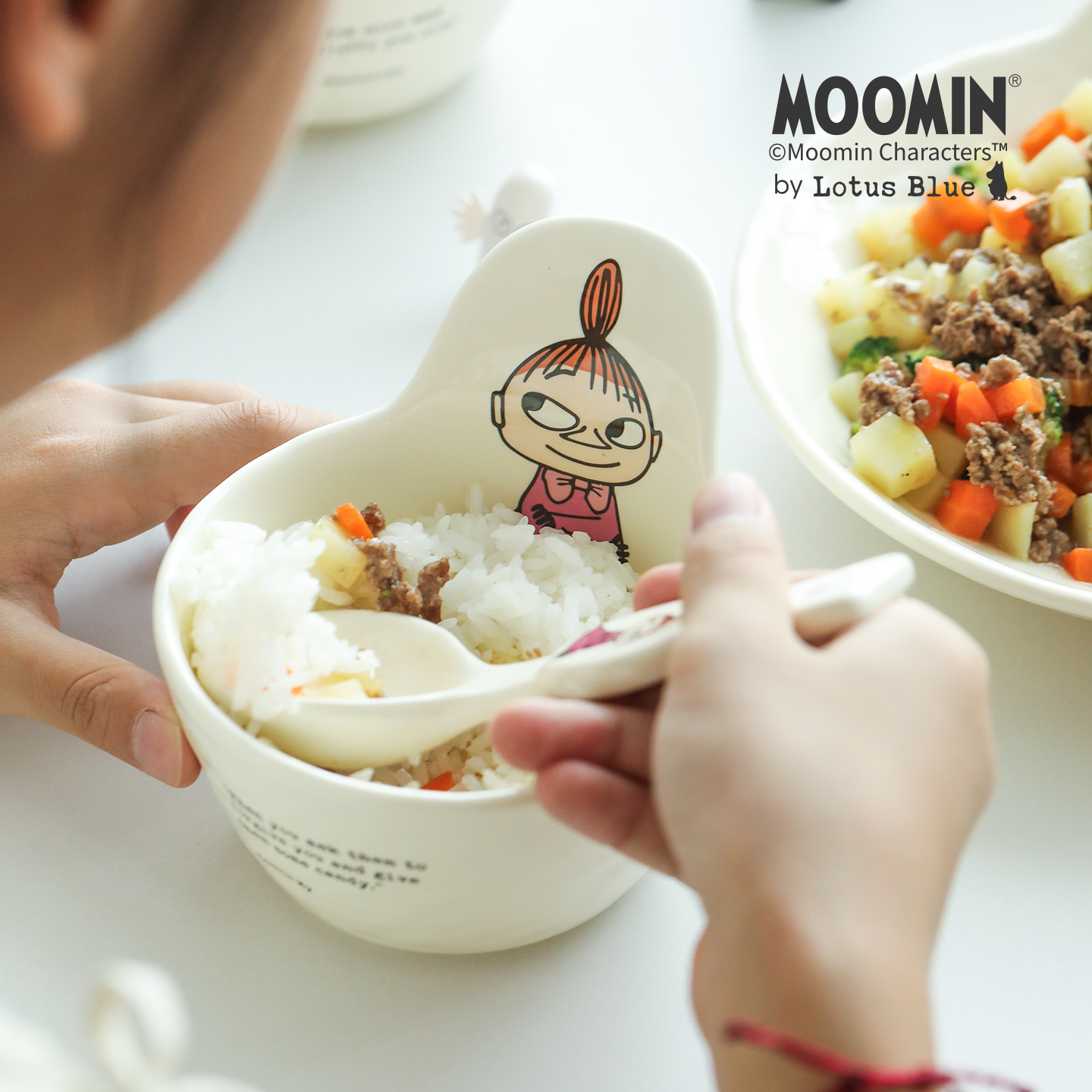 蓝莲花moomin姆明赵露思直播同款手柄碗陶瓷沙拉碗漂亮的饭碗儿童