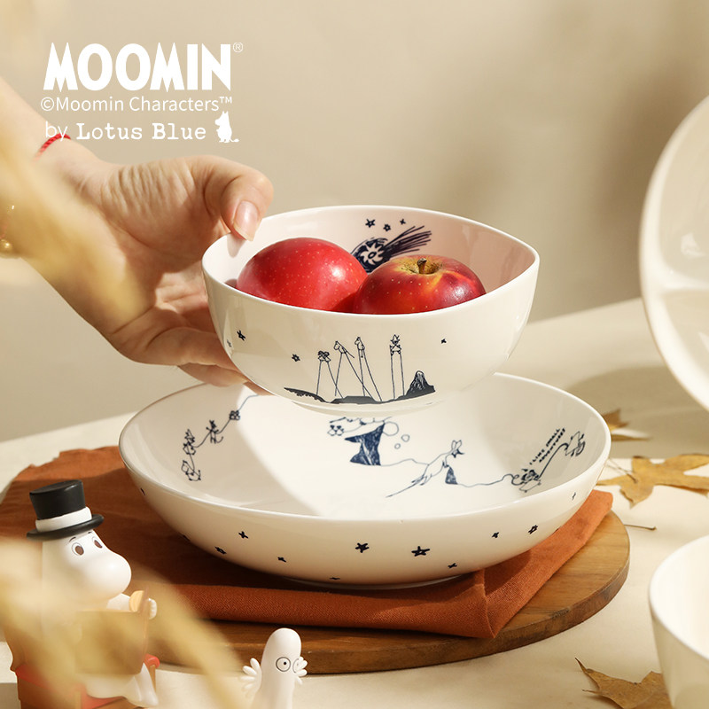 蓝莲花moomin姆明陶瓷盘子餐盘深盘可爱卡通家用饭碗汤碗餐具套装,餐饮具,盘,淘宝优惠券,粉丝福利购,淘宝优惠卷