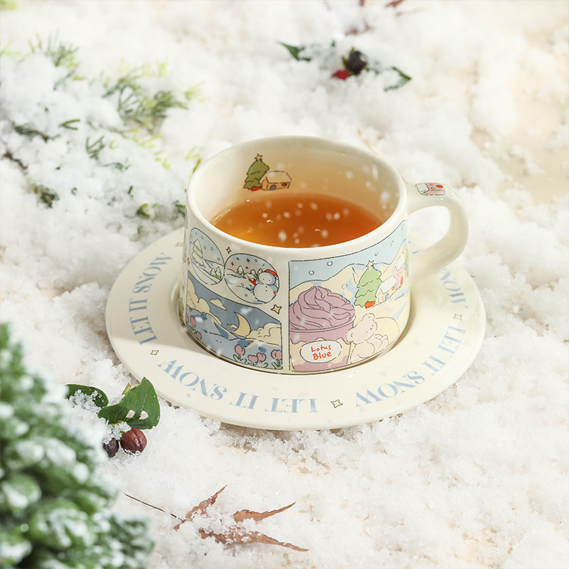 蓝莲花咖啡杯碟套装陶瓷家用下午茶杯设计感杯子高颜值马克杯女生,餐饮具,咖啡杯,淘宝优惠券,粉丝福利购,淘宝优惠卷