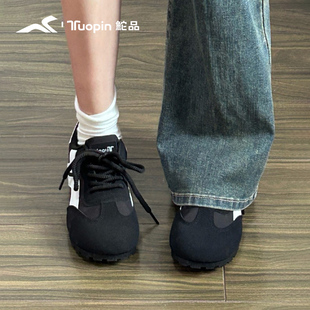 女春秋季 子加绒运动鞋 新款 百搭通勤鞋 平底勃肯板鞋 鮀品黑色德训鞋