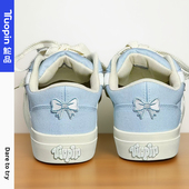 女2026春季 新款 休闲运动鞋 鮀品蓝色板鞋 百搭厚底原创透气帆布鞋 子